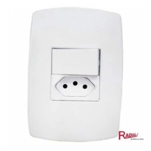 Conjunto 4x2 1 Interruptor Simples + 1 Tomada 20a Perola