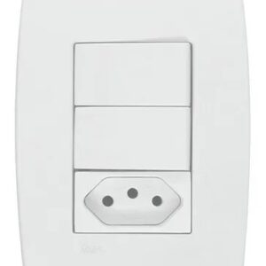 Conjunto 4x2 2 Interruptores Simples e Tomada 10a Perola BC