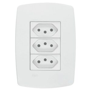 Conjunto 4x2 3 Tomadas 10a Perola Branca