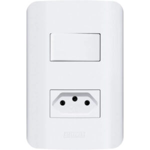 Conjunto Interruptor Simples e Tomada20A Branco - Blux Home