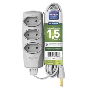 Extensão No Shock Pl 2x0,75mm 1,5 Metro 3 Tomadas - 1468