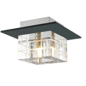 Luminaria Sobrepor Quadrada Vidro Cristal 1 Lamp G9 Preta