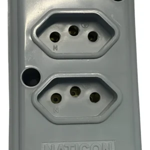 Tomada Barra Tripla 2P+T 10A Cinza - Naticon