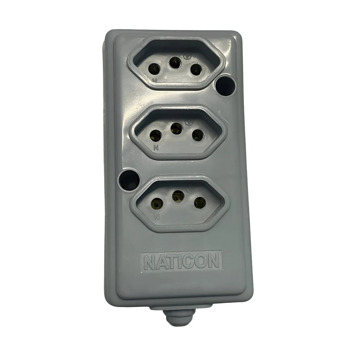 Tomada Barra Tripla 2P+T 20A Cinza - Naticon