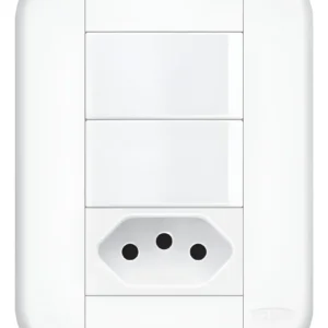 Conjunto 2 Interruptor Simples e Tomada 10A 3929 - Fame Blanc+