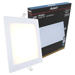 Painel de LED Embutir Quadrado 18W 3000K 22cm - Avant