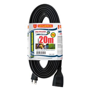 Extensão Prolongadora PP Plano 3x2,5mm 20Mts Preto Megatron