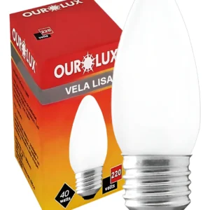 Lâmpada Vela Lisa 40W 220V Leitosa - Ourolux