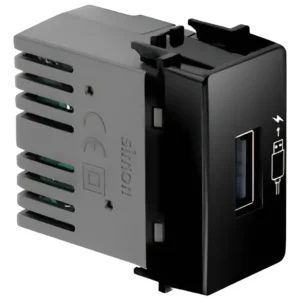 Modulo Tomada USB 1.5A Bivolt Black Piano 19381-37 - Simon