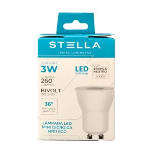 Lâmpada Mini Dicroica LED MR11 3W Bivolt 36° 4000K GU10 Stel