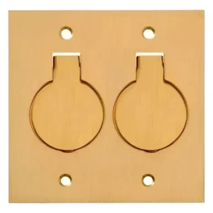 Placa De Piso 4x4 Latão 2 Tomada Redonda - Olivo