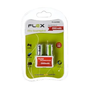 Pilha Recarregavel AA Com 2 2900mAH - Flex