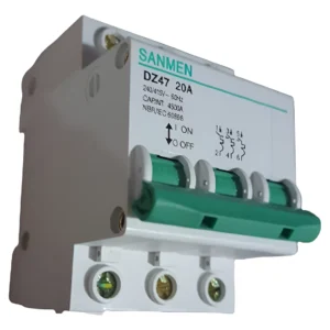 Disjuntor Tripolar 20A 3kA DZ47 Curva C - Sanmen
