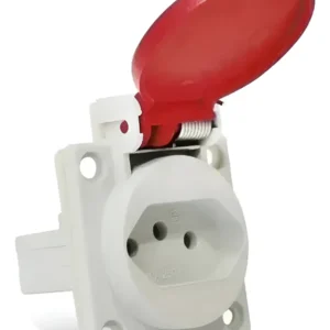 Tomada Embutir Com Tampa 2P+T 10A Vermelha - Quasar