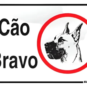Placa Cão Bravo Ilustrado 16x23cm - Sinalize
