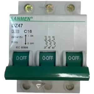 Disjuntor Tripolar 16A 3kA DZ47 Curva C - Sanmen