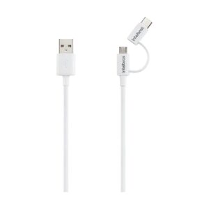 Cabo USB 2x1 Micro USB+USB-C 1,2 Metros PVC Branco EUABC 12PB - Intelbras
