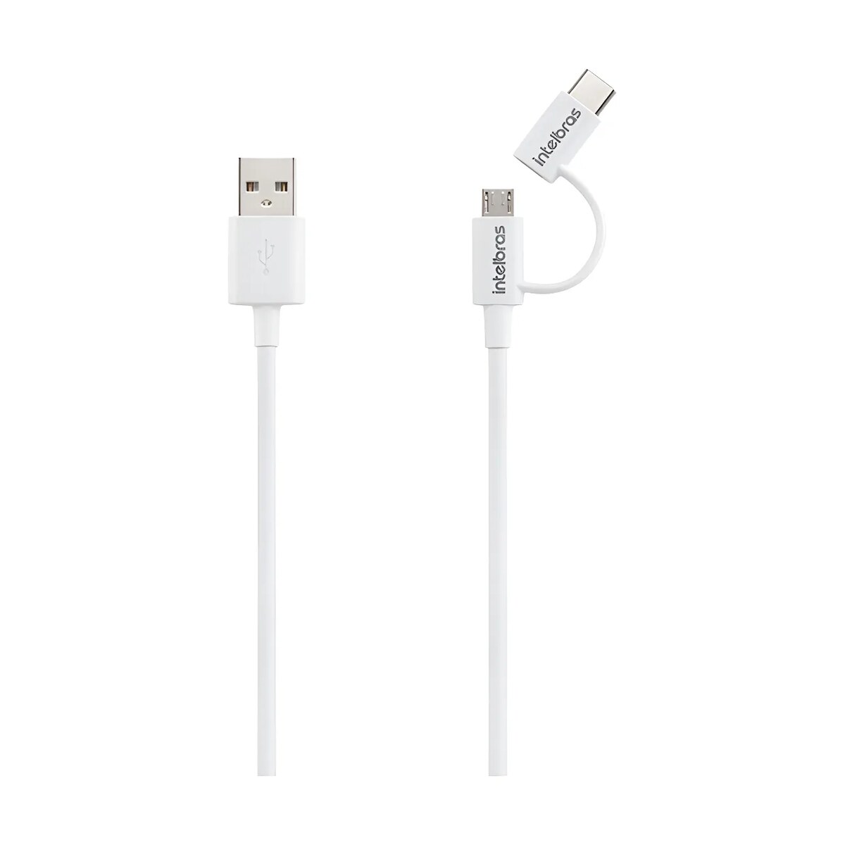 Cabo USB 2x1 Micro USB+USB-C 1,2 Metros PVC Branco EUABC 12PB - Intelbras