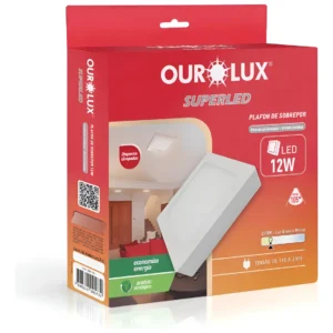 Luminaria de LED Sobrepor Quadrado 12W 2700K - Ourolux