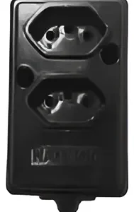 Tomada Barra Dupla 2P+T 10A Preta - Naticon