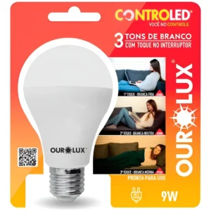 Lâmpada de LED Controled 9w 3 Tons Luz Branco - Ourolux