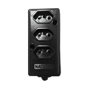 Tomada Barra Tripla 2P+T 20A Preta - Naticon