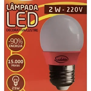 Lâmpada De Led Bolinha 2w 220v Vermelho  - Sadokin