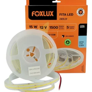 Fita de LED Cob 15W 12V 6500K Com 5 Metros - Foxlux