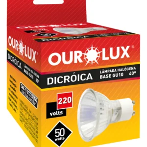 Lâmpada Dicroica Mr16 Gu10 50w 220v - Ourolux