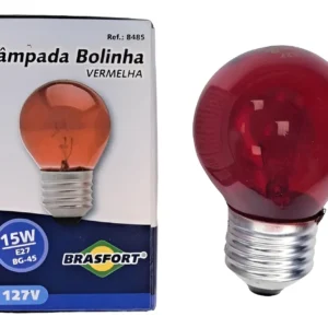 Lâmpada Bolinha 15w 110v Vermelha E27 - Brasfort