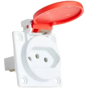 Tomada Embutir Com Tampa 2P+T 20A Vermelha - Quasar