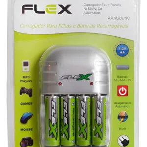 Carregador Para Pilhas 2 ou 4 Pilhas AA-AAA-9V FX-C03 - Flex