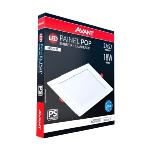 Painel de LED Embutir Quadrado 18W 6500K 22cm - Avant