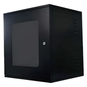 Rack Parede 19 16Ux570mm Com Porta de Acrilico Montado Preta Max Eletron