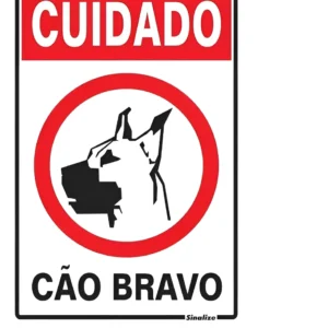 Placa Cuidado Cão Bravo 20x30cm Poli - Sinalize