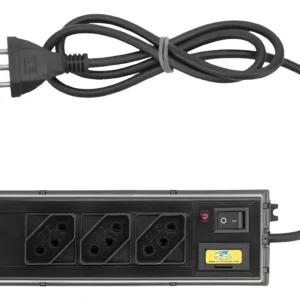 Filtro De Linha Pvc Com 3 Tomadas Com Fusível Bivolt Preto
