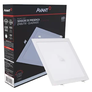 Painel de LED Com Sensor Embutir Quadrado 18W 6500K - Avant