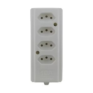 Tomada Barra Quadrupla 2P+T 10A Cinza - Interneed