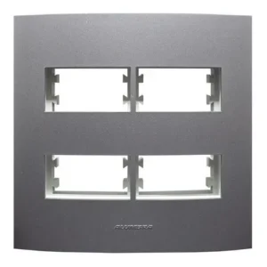 Placa 4x4 2+2 Postos E Suporte Grafite - Alumbra Inova Pro