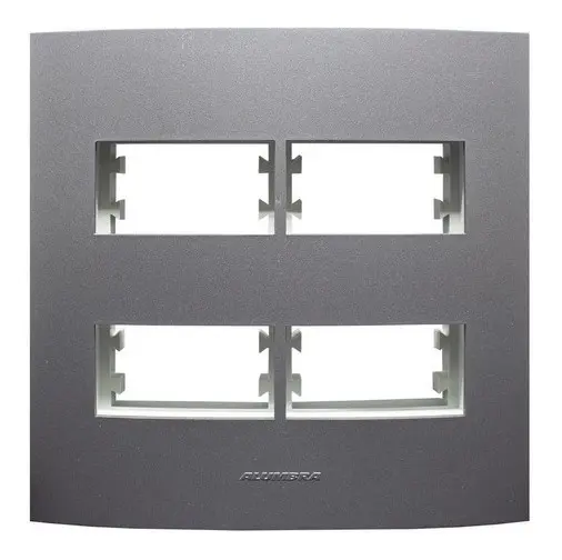 Placa 4x4 2+2 Postos E Suporte Grafite - Alumbra Inova Pro