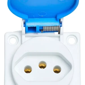 Tomada Embutir Com Tampa 2P+T 20A Azul - Quasar