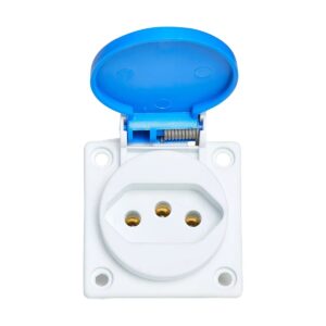 Tomada Embutir Com Tampa 2P+T 20A Azul - Quasar