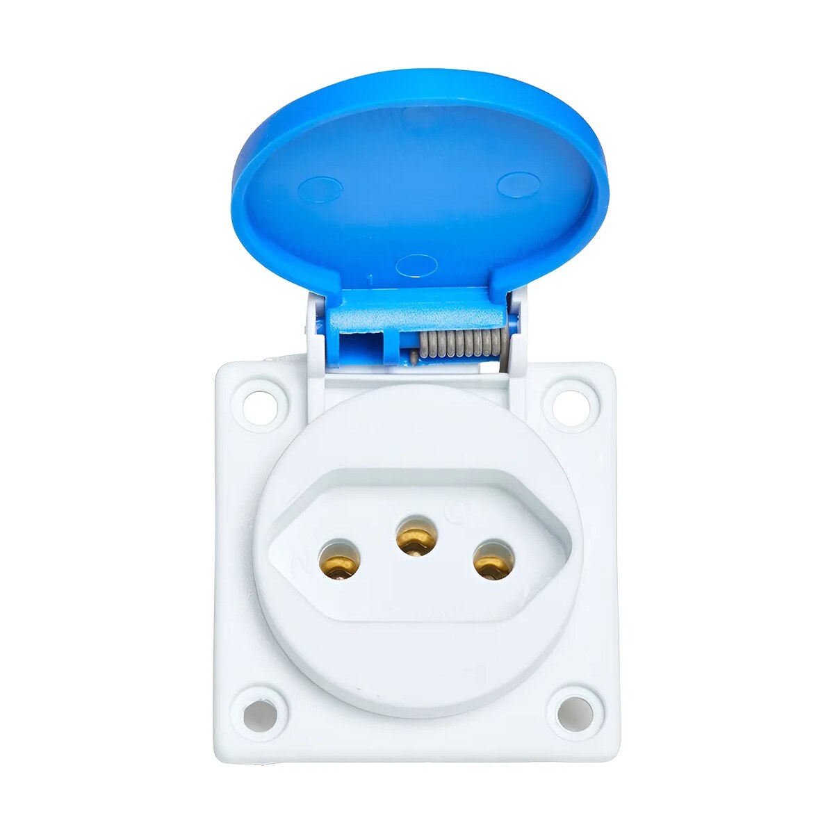 Tomada Embutir Com Tampa 2P+T 20A Azul - Quasar