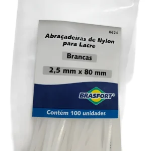 Abraçadeira Nylon 80x2,5mm Branca 100 Unidades - Brasfort