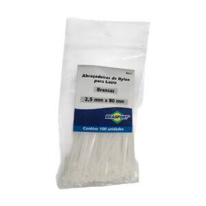 Abraçadeira Nylon 80x2,5mm Branca 100 Unidades - Brasfort