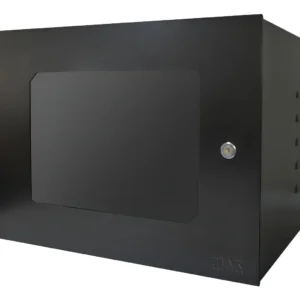 Rack Parede 19 8Ux570mm Com Porta de Acrilico Montado Preta Max Eletron