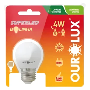 Lâmpada de LED Bolinha 4W Bivolt 6500K E27 - Ourolux