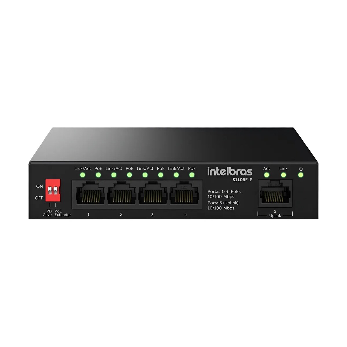 Switch Não Gerenciável PoE 5 Portas Fast SF 1105F-P - Intelbras