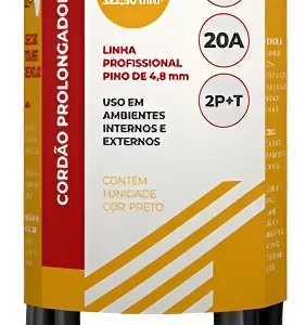 Extensão Prolongadora PP Plano 3x2,5mm 1,5Mts Preto Megatron