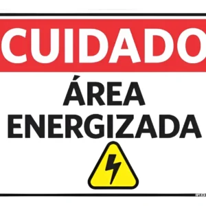 Placa Cuidado Energizado Com 2 6x15cm - Sinalize